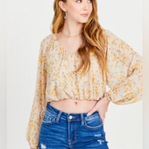 NWT Altar’d State Arin Floral Cropped Blouse Top